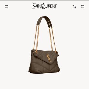 YSL Puffer small handbag Nappa leather, color is Light musk